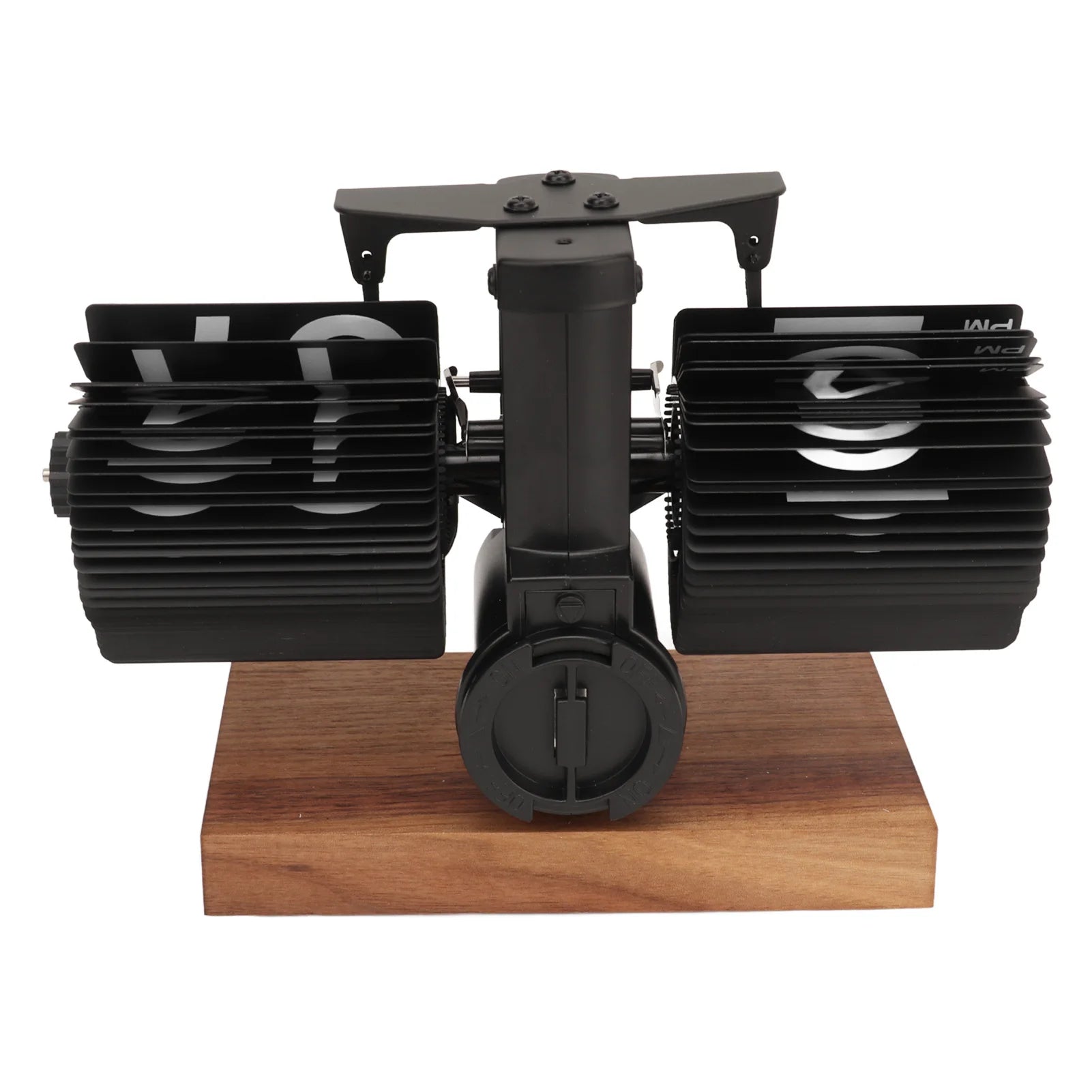 Relógio de Mesa Auto-flip Preto Europeu Base em Mogno