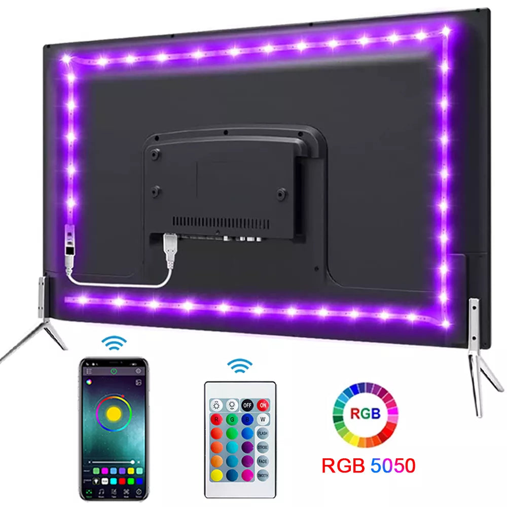 LED Show de luzes RGB, 5V, USB/Bluetooth