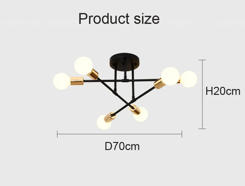 Vintage lâmpada led Teto Múltiplo 6 Cabeças E27
