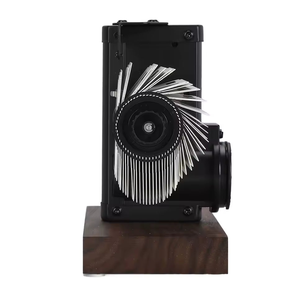 Relógio de Mesa Auto-flip Branco Europeu Base em Mogno