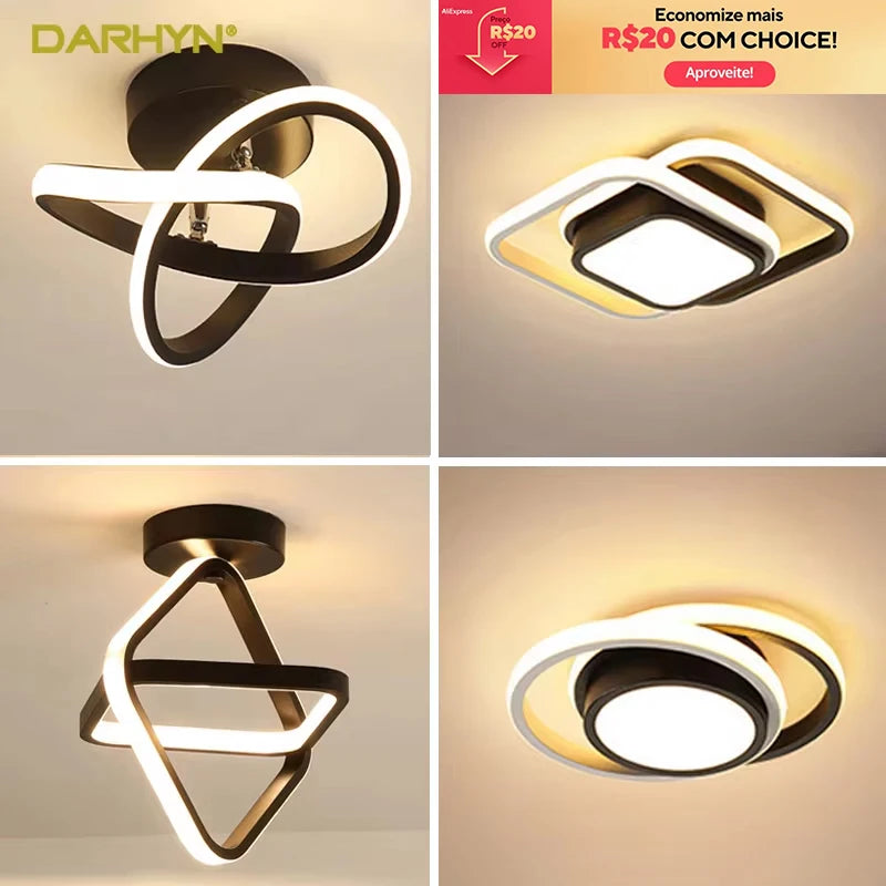 Small Modern LED Ceiling Light 2 Rings Creative Design Ceiling Lamp Indoor Lighting Fixtures Hallway Balcony Aisle Office Lustre